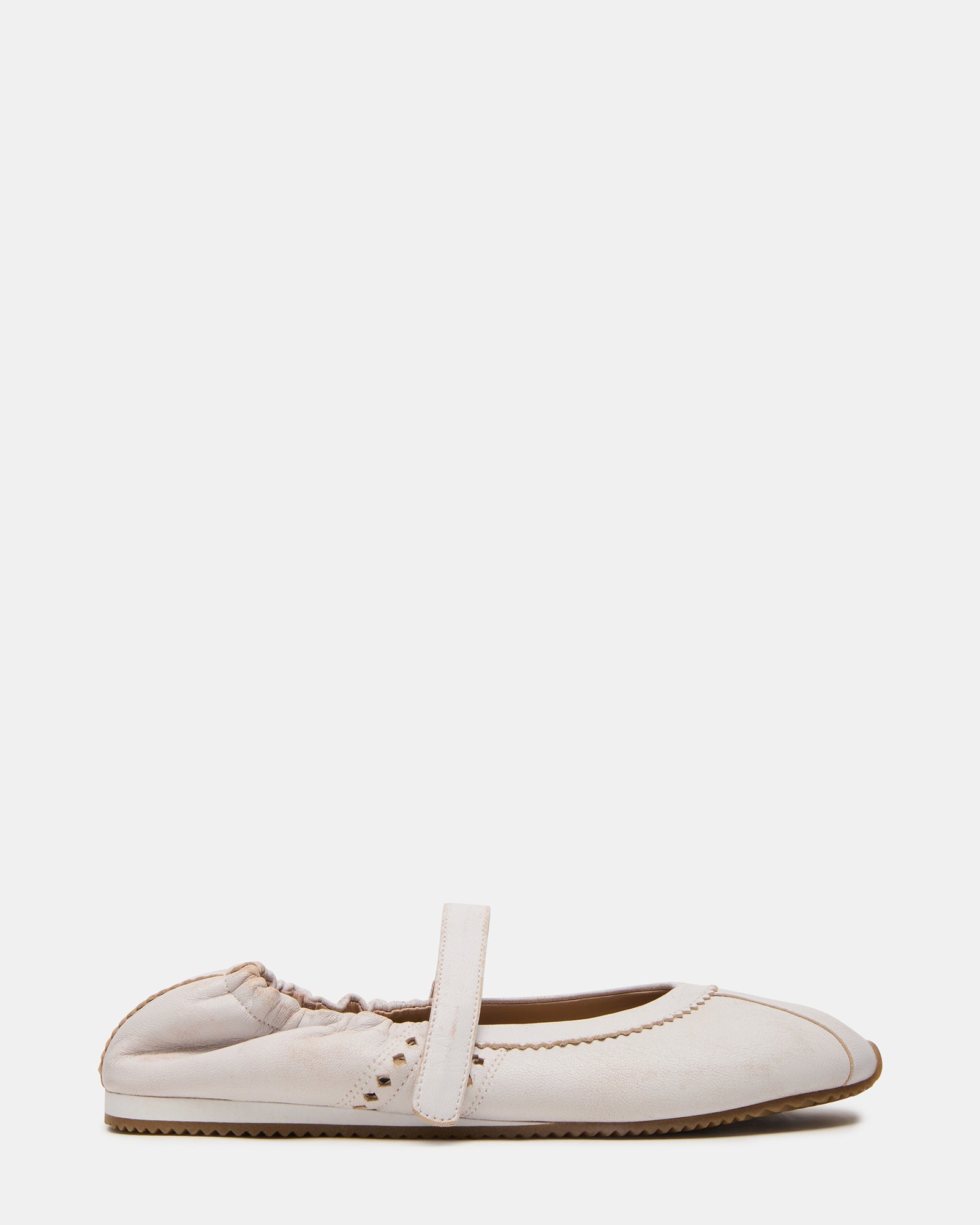 ANAYA White Distressed Mary Jane Ballet Women's Flat | Steve Madden