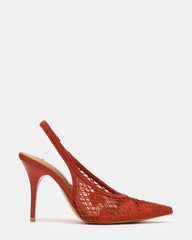 ANDROMEDA Crochet Terracotta Slingback Pointed-Toe Stiletto Pump Women's Heel | Steve Madden