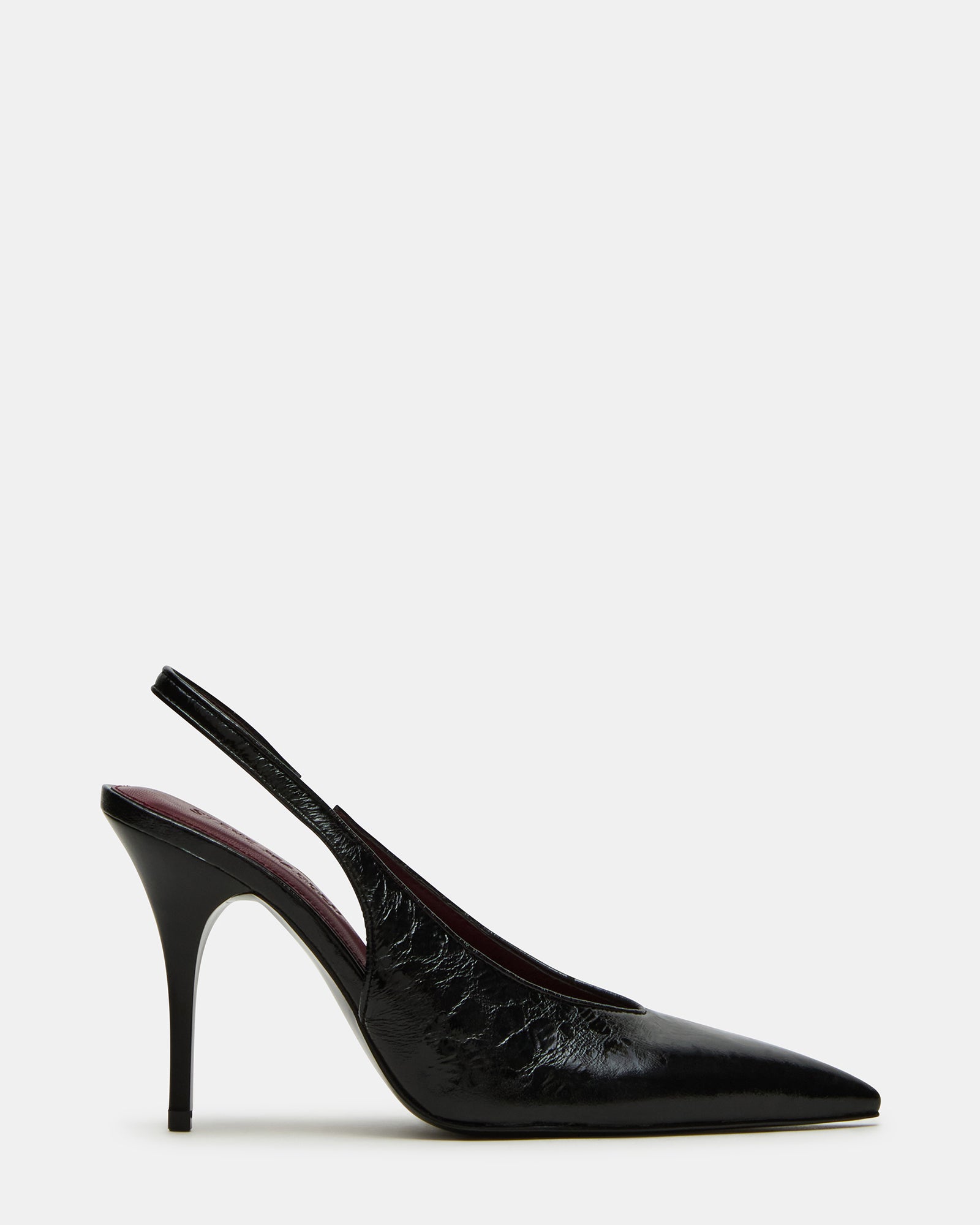 ANDROMEDA Black Leather Slingback Pointed-Toe Stiletto Pump Women's Heel | Steve Madden
