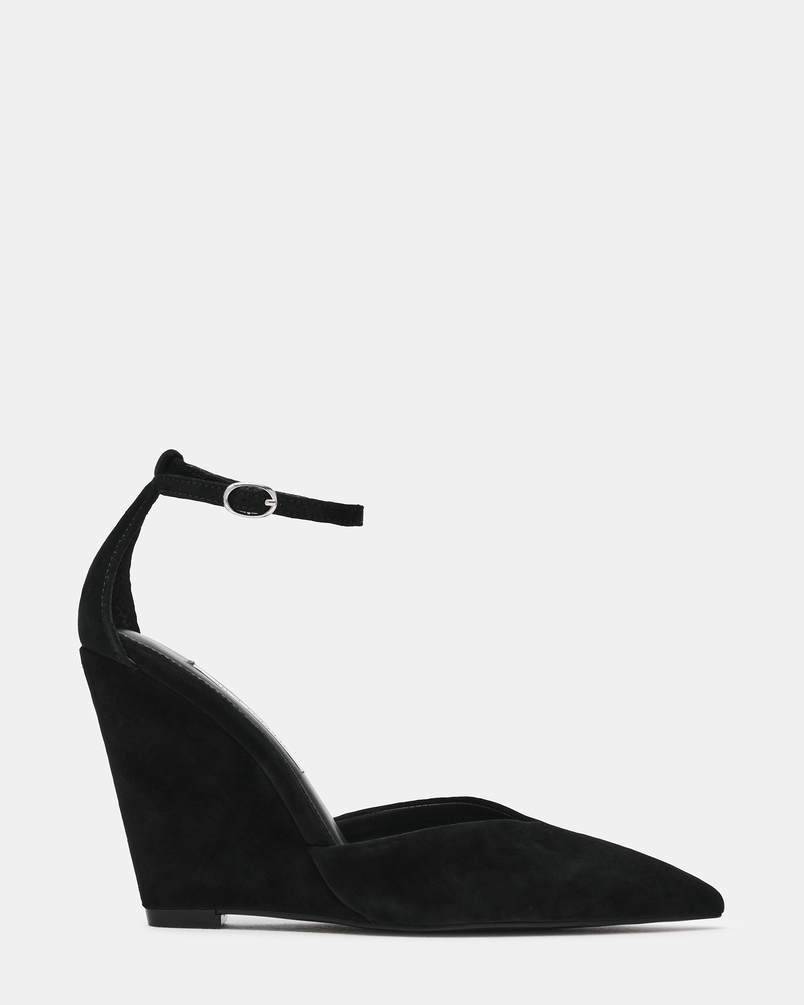 ANDRY Black Suede Pointed-Toe Wedge Women's Heel | Steve Madden