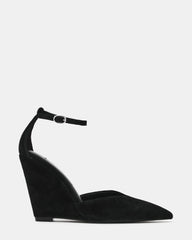 ANDRY Black Suede Pointed-Toe Wedge Women's Heel | Steve Madden