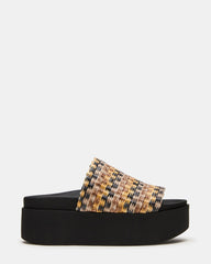 ARWEN Multi Raffia Platform Footbed Slide Chunky Women's Sandal | Steve Madden