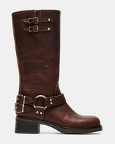 ASTOR Brown Leather Knee-High Boot | Women's Boots | Steve Madden