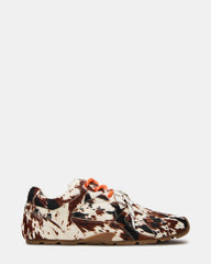 AZIEL Brown Cow Print Low-Top Lace-Up Women's Sneakers | Steve Madden