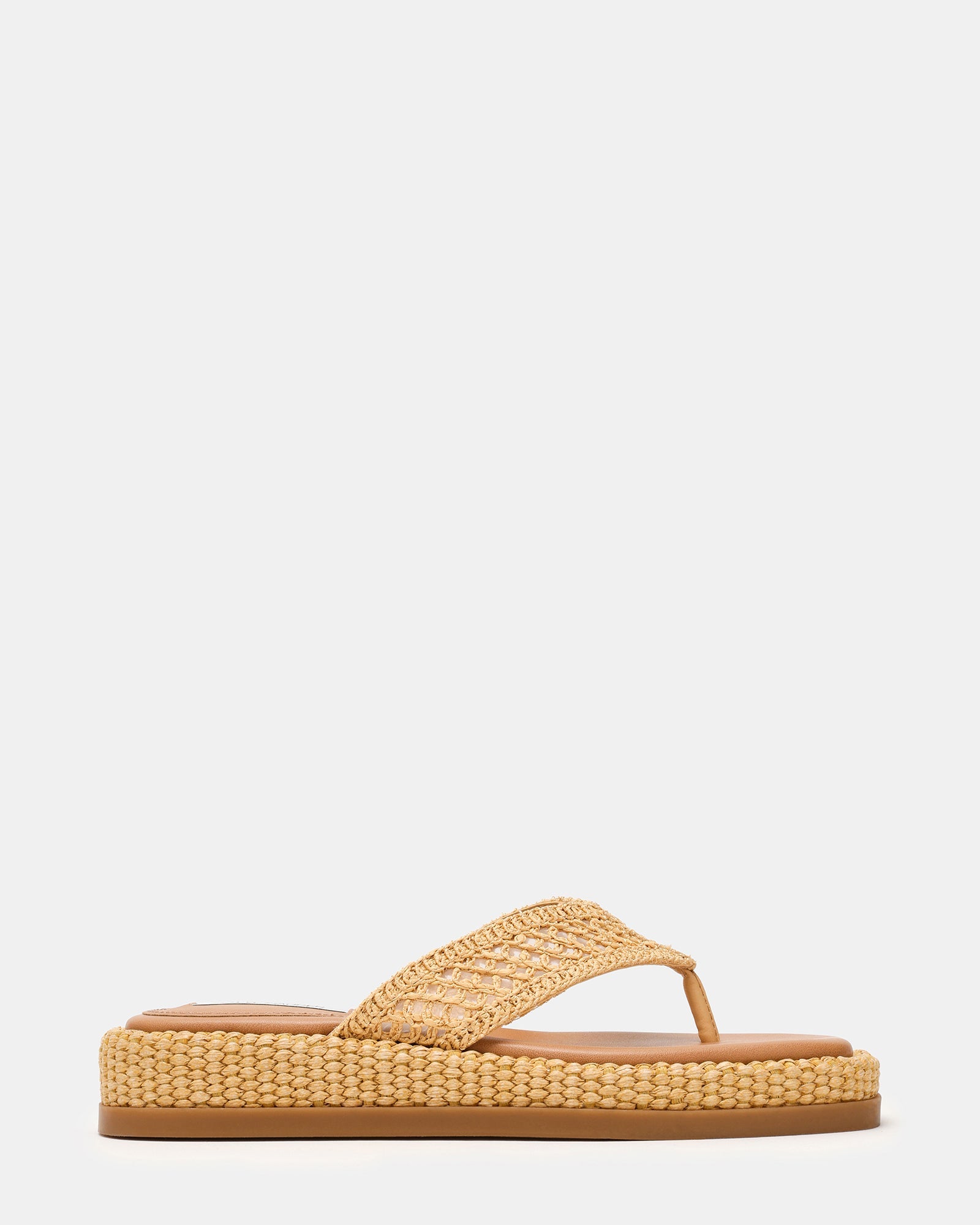 BELLA Natural Raffia Thong Square-Toe Platform Women's Sandal | Steve Madden