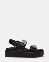 BIGMONA Black Leather Women's Platform Sandal | Steve Madden