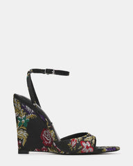 BOSSA Black Multi Brocade Pointed-Toe Wedge Women's Heel | Steve Madden