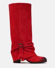 BOZEMAN Red Suede Knee-High Fold-Over Cuffed Women's Boot | Steve Madden