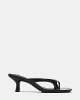 BRIENNA Black Leather Thong Women's Kitten Heel | Steve Madden