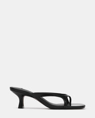 BRIENNA Black Leather Thong Women's Kitten Heel | Steve Madden
