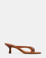BRIENNA Tan Leather Thong Women's Kitten Heel | Steve Madden