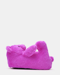 BUDDIES Fuchsia Slip-On Faux Fur Bear Women's Flats | Steve Madden