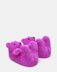 BUDDIES Fuchsia Slip-On Faux Fur Bear Women's Flats | Steve Madden