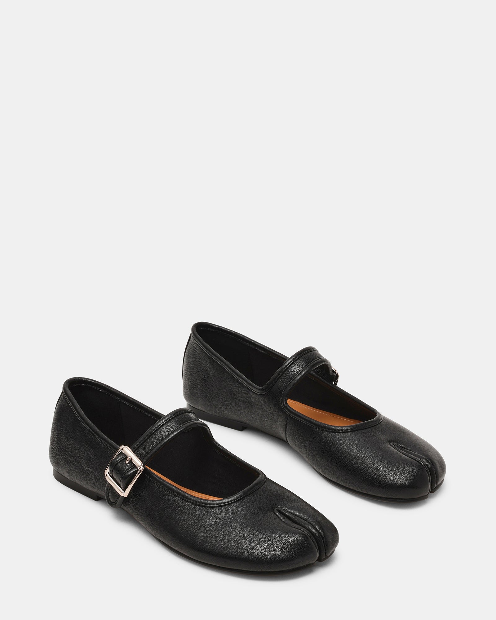 CALARA Black Leather Tabi Mary Jane Split Toe Ballet Women's Flat | Steve Madden