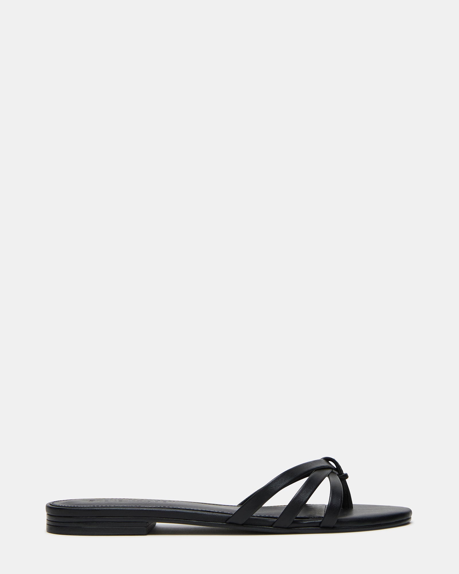 CALISSI Black Leather Strappy Slide Women's Sandal | Steve Madden