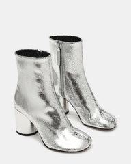 CARO Silver Crinkle Tabi Split-Toe Block Heel Women's Ankle Boot | Steve Madden