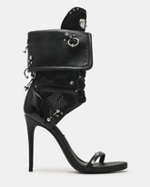 CASELLA Piercing Black Open-Toe Stiletto Lace-Up Women's Heel | Steve Madden
