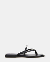 CATALINA Black Leather Thong Square-Toe Women's Sandal | Steve Madden