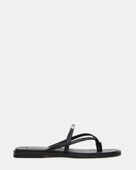 CATALINA Black Leather Thong Square-Toe Women's Sandal | Steve Madden