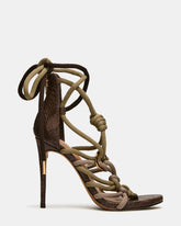 CATNYSS Olive Rope Knot Detail Leg-Ties Stiletto Thong Women's Heel | Steve Madden
