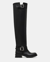CHOPPER Black Leather Over-The-Knee Buckles Moto Women's Boot | Steve Madden