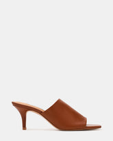 CIERA Tan Leather Square-Toe Mule Women's Kitten Heel | Steve Madden