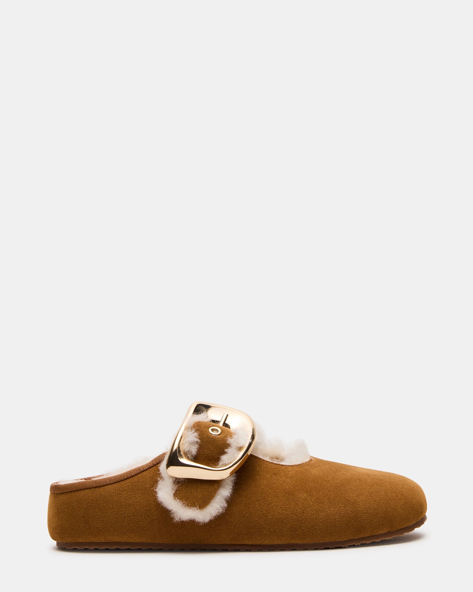 CLOUDY Chestnut Slip-On Mule Mary Jane Faux Fur Women's Flat | Steve Madden