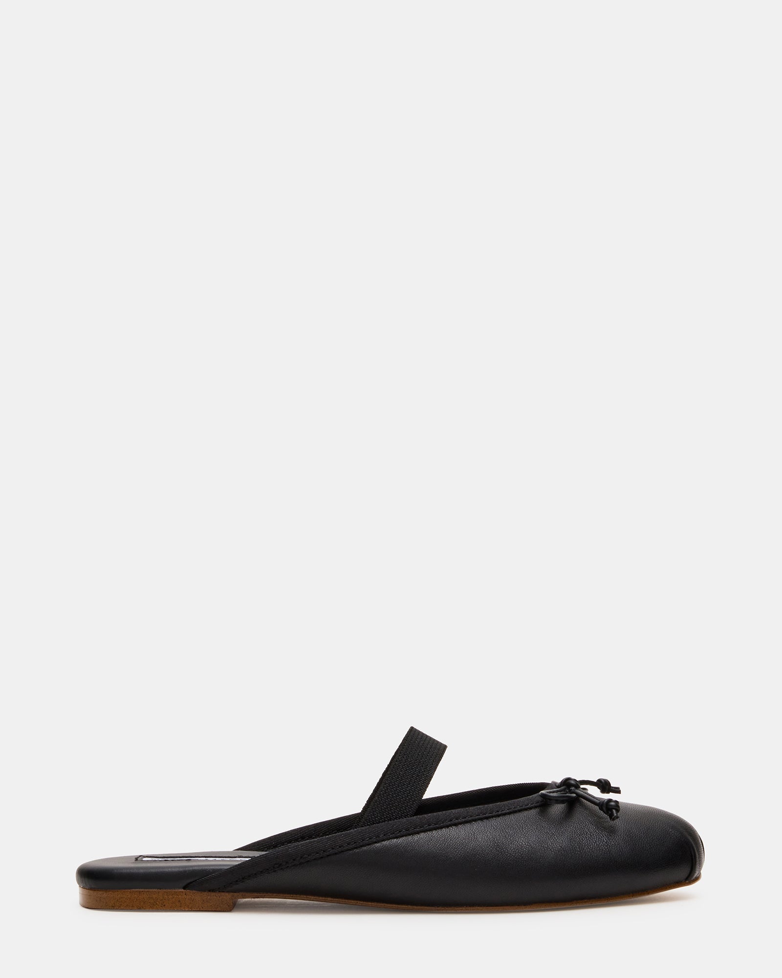 CUTESY Black Leather Slip-On Ballet Mule Women's Flat | Steve Madden