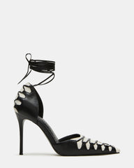 DANGER Black Multi Pointed-Toe Lace-Up Stiletto Pump Women's Heel | Steve Madden