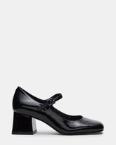 DARCEY Black Patent Square-Toe Mary Jane Block Heel Women's Loafer | Steve Madden