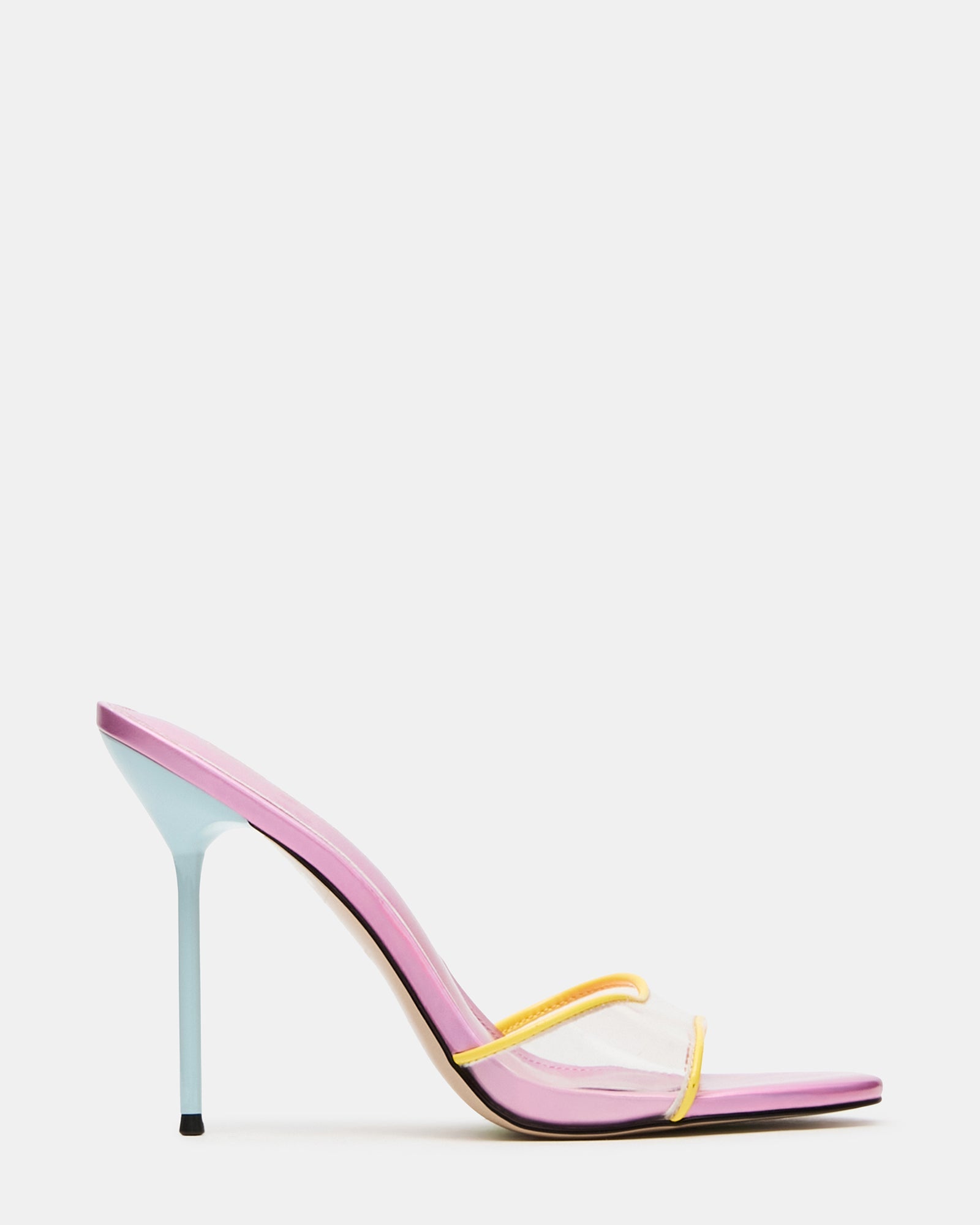 DAVINA Bright Multi Vinyl Rounded Open-Toe Mule Stiletto Women's Heel | Steve Madden