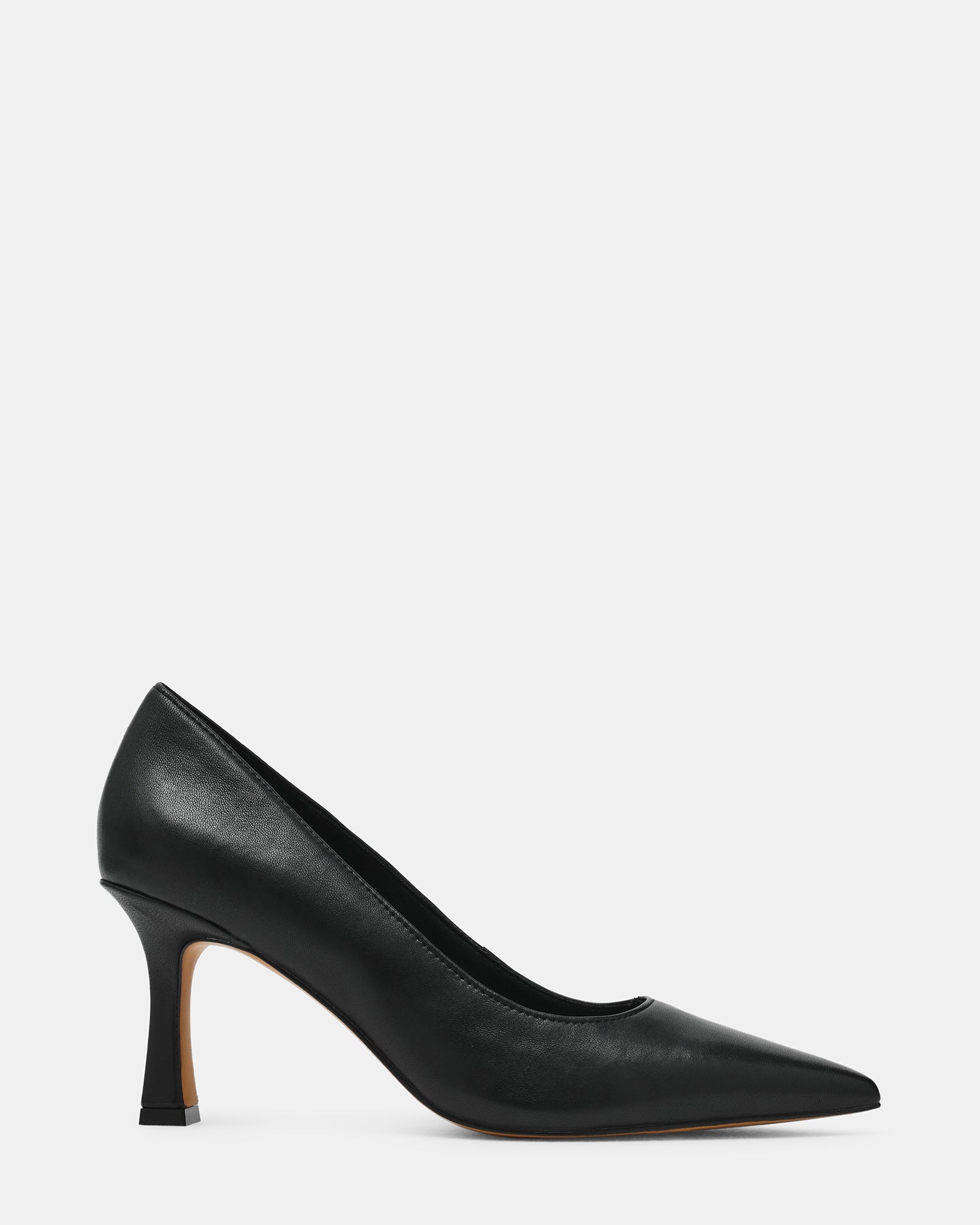 DELLA Black Leather Pointed-Toe Pump Women's Heel | Steve Madden