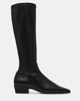 DELYRA Black Square-Toe Knee-High Women's Boot | Steve Madden