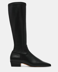 DELYRA Black Square-Toe Knee-High Women's Boot | Steve Madden