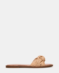 DEVO Natural Raffia Knot Mule Slide Women's Sandal | Steve Madden
