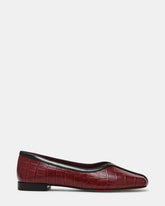 DORELIA Burgundy Crocodile Leather Square-Toe Ballet Women's Flat | Steve Madden