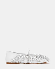 DRAX White Mary Jane Embellished Women's Ballet Flat | Steve Madden