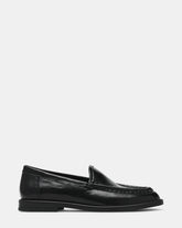 DRAYCE Black Leather Moc Toe Women's Loafer | Steve Madden