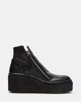 DRIFT Black Leather Platform Moto Women's Ankle Boot | Steve Madden