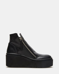 DRIFT Black Leather Platform Moto Women's Ankle Boot | Steve Madden