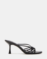 EDNA Black Leather Strappy Mule Women's Heel | Steve Madden