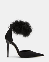 ELUSIVE Black Satin Pointed-Toe Stiletto Pump Women's Heel | Steve Madden