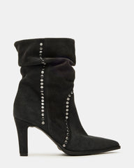 EVANIA Grey Suede Scrunched Studded Pointed-Toe Women's Ankle Boot | Steve Madden