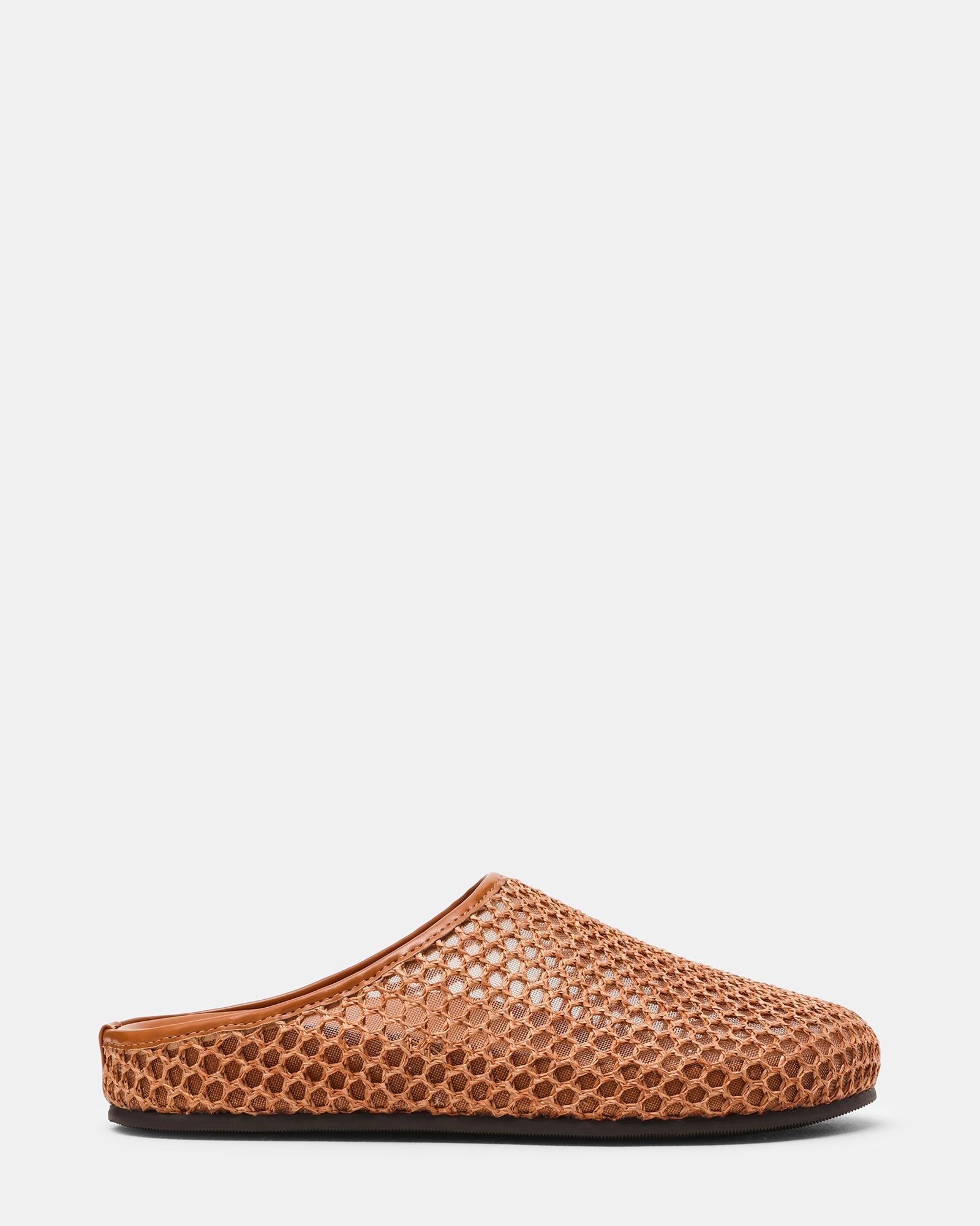 FERN Tan Raffia Mesh Mule Slip-On Round-Toe Women's Flat | Steve Madden