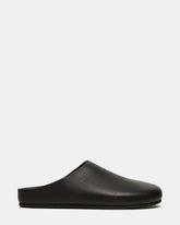 FERN Black Leather Mule Slip-On Round-Toe Women's Flat | Steve Madden
