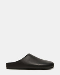 FERN Black Leather Mule Slip-On Round-Toe Women's Flat | Steve Madden