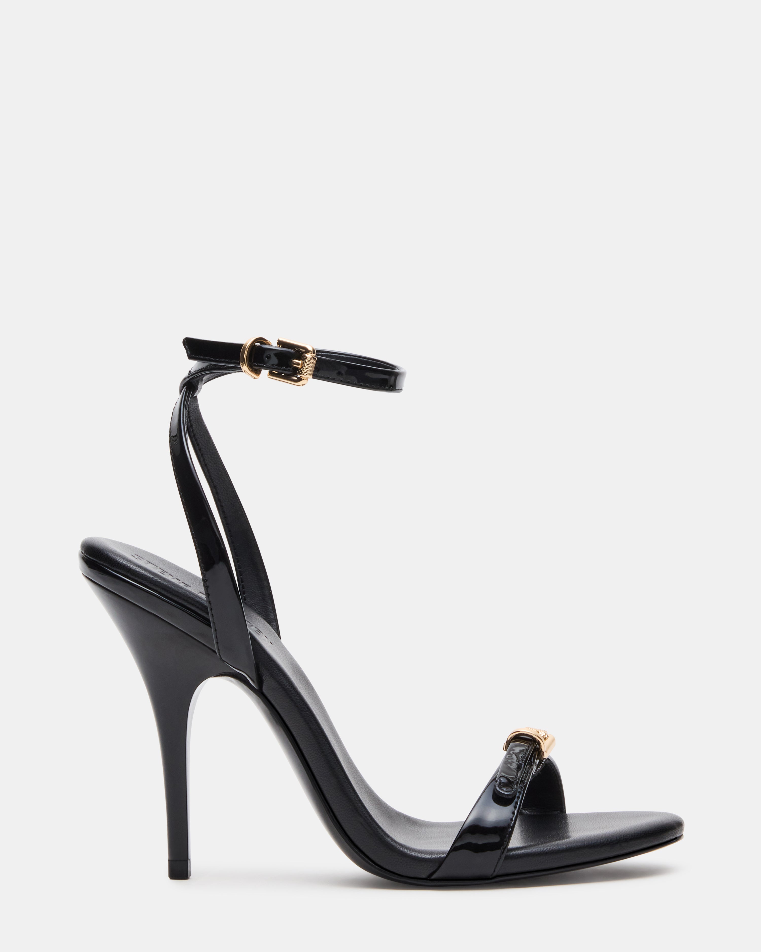 FOXX Black Patent Strappy Stiletto Open-Toe Women's Heel | Steve Madden
