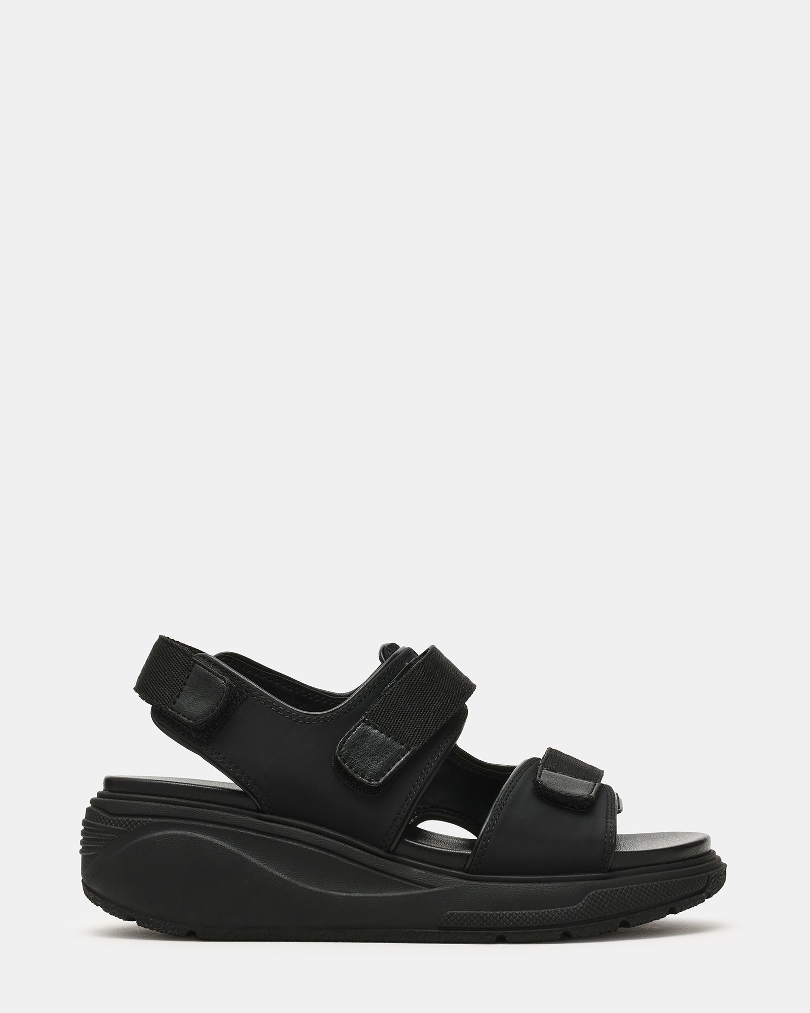 GALIA Black Velcro Chunky Platform Women's Sandals | Steve Madden