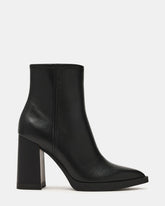 HARDEN Black Leather Women's Pointed-Toe Ankle Boot | Steve Madden