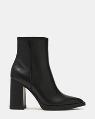 HARDEN Black Leather Women's Pointed-Toe Ankle Boot | Steve Madden